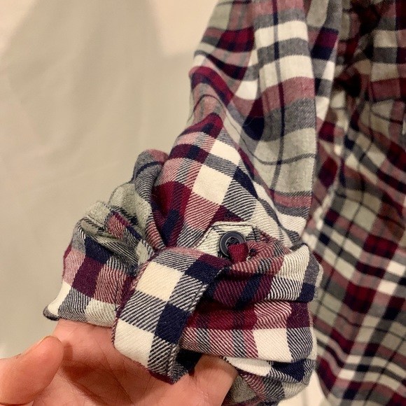 Duluth Flannel Shirt Navy and Maroon/Purple Plaid - Picture 6 of 10